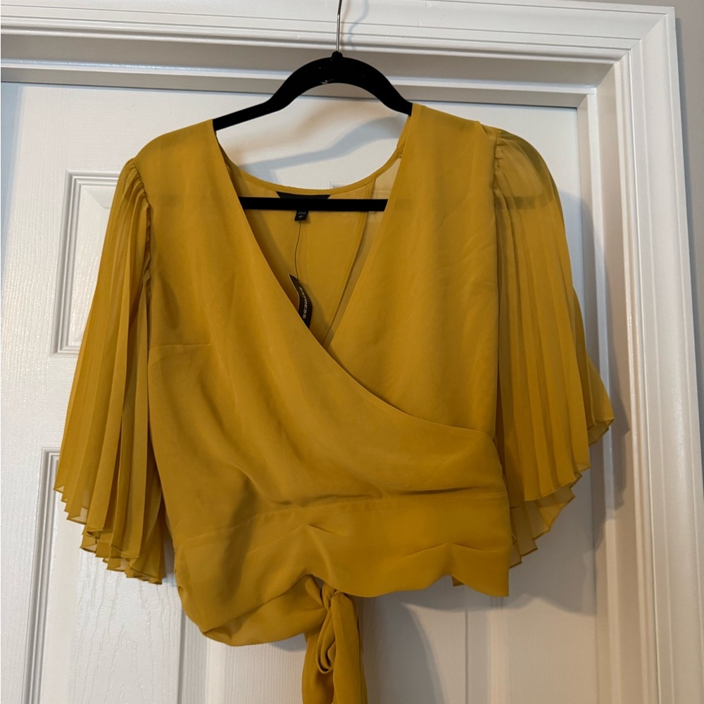 Elegant Mustard Wrap Top